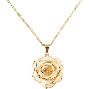 24K Gold Dipped Real Rose Pendant Necklace Jewelry Gift for Women Mom Wife Her